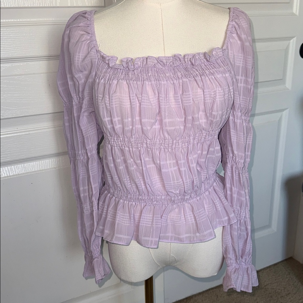 Lavender Smocked Women's Top - Picture 4 of 6
